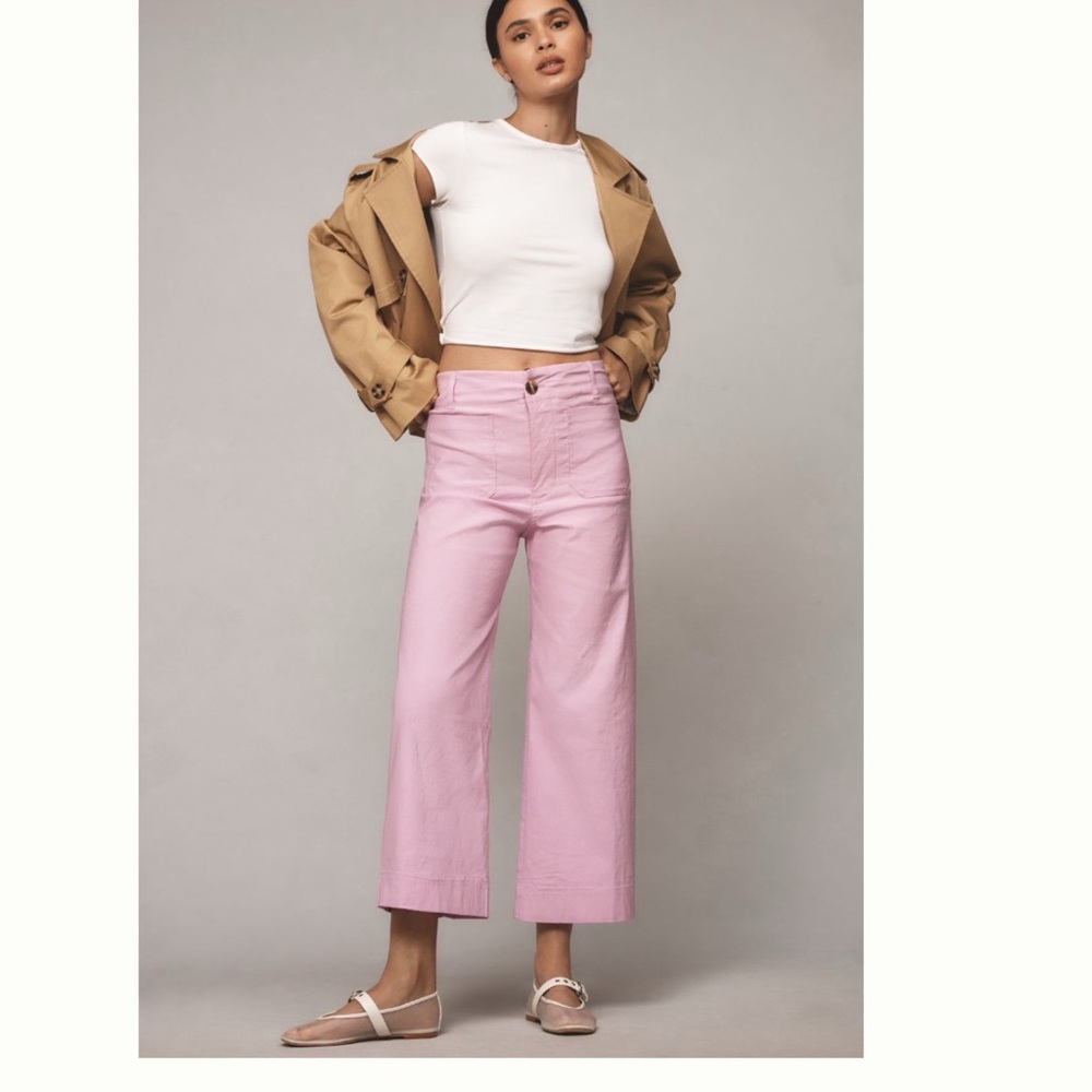 NWT Anthropologie Maeve The Colette Magic Fabric Cropped Wide-Leg Pants - Picture 6 of 11